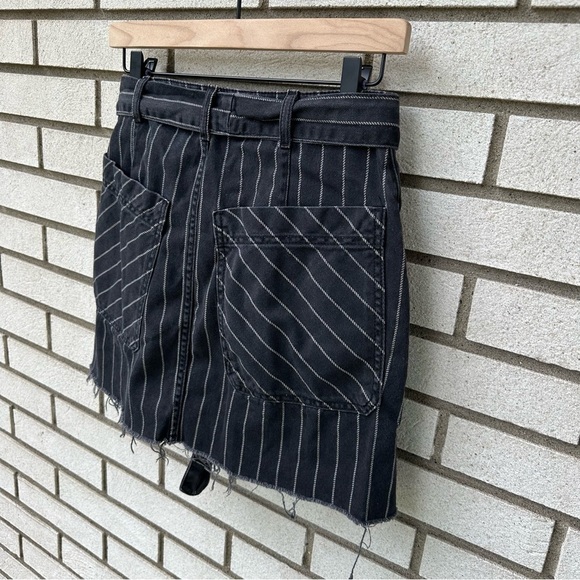 Urban Outfitters UO Pinstripe Paperbag Skirt Washed Black Denim - Picture 15 of 15